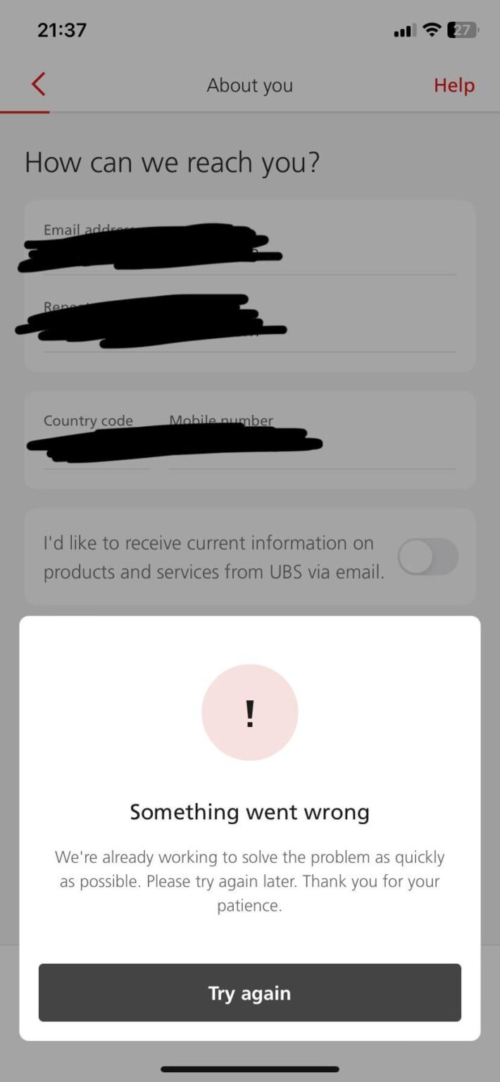 does anyone know how to fix this message on the UBS app?