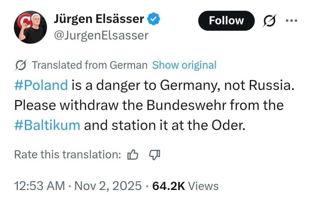 Editor-in-chief of AfD-affiliated magazine says that Poland is a bigger threat to Germany than Russia