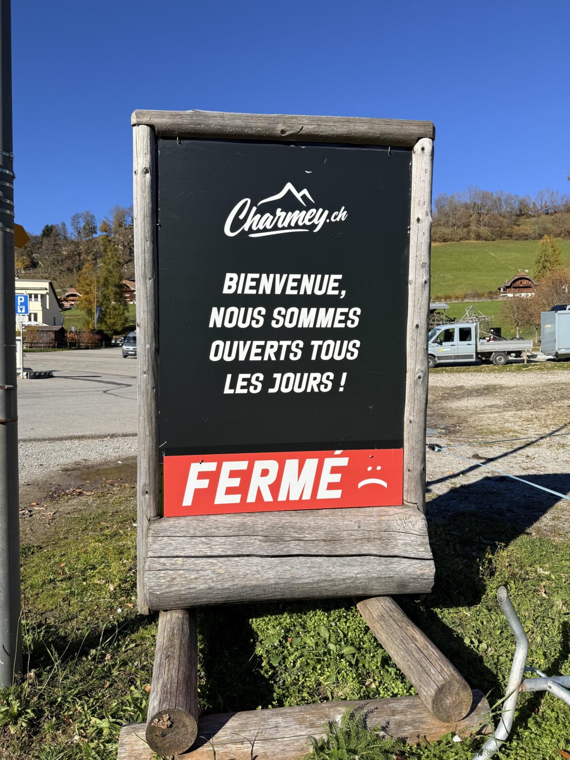A funny sign at the lift, at Charmey