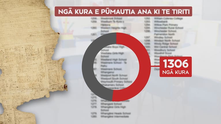 Graphic of the number of schools continuing to give effect to Te Tiriti o Waitangi.