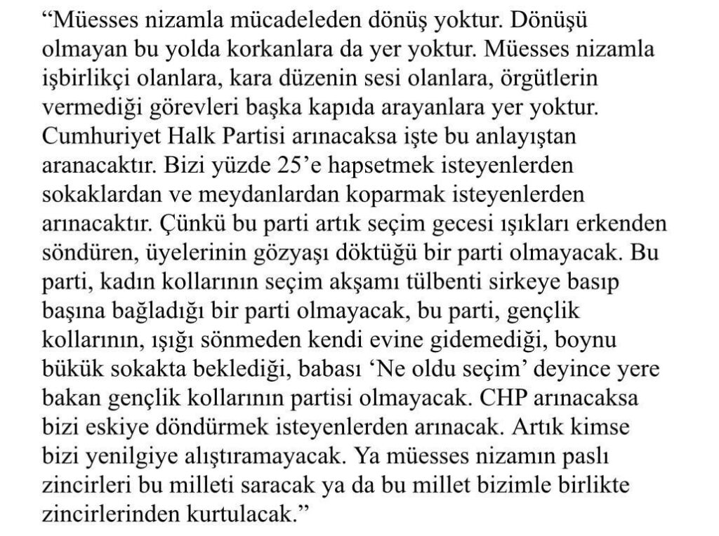 CHP leader Özgür Özel's response to Kılıçdaroğlu: