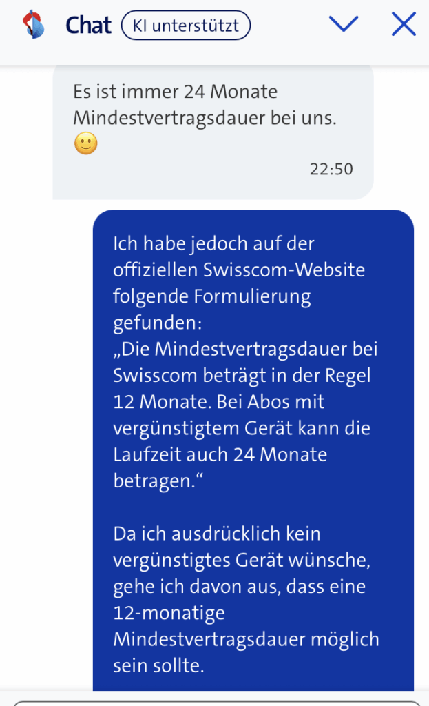 Swisscom blue Mobile M – Is a 12-month contract still possible? Support says “always 24 months” but FAQ says otherwise
