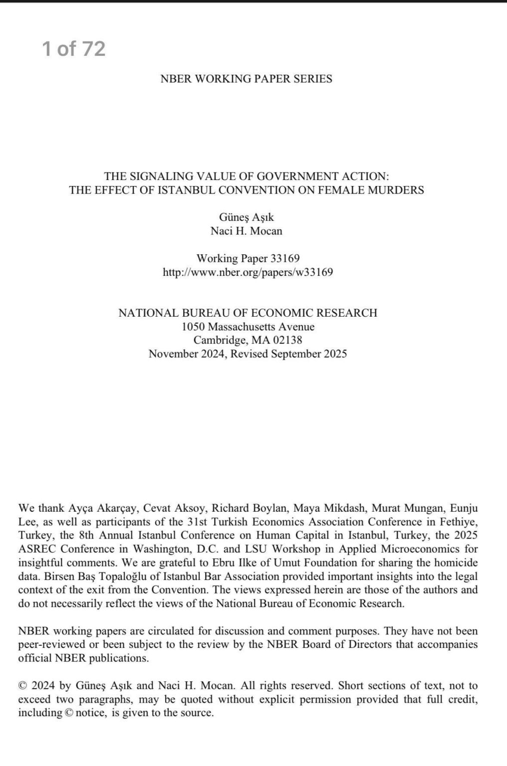 Scientific study showing that Türkiye's decision to withdraw from the Istanbul Convention alone caused almost 300 women to lose their lives