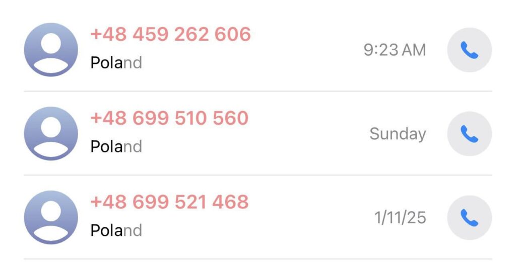 I keep getting calls from Poland