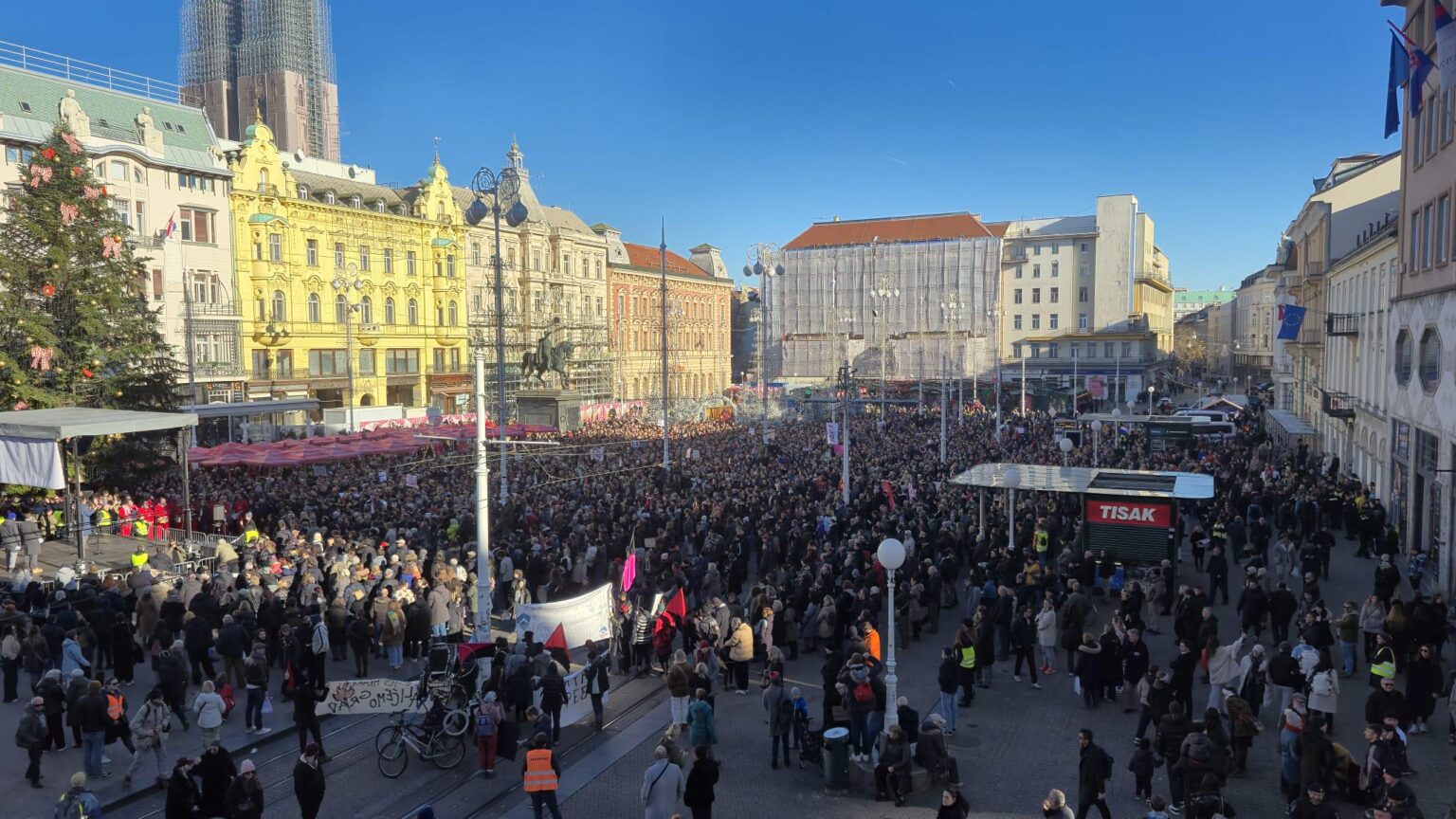 The United Against Fascism protest filled the square in Zagreb
