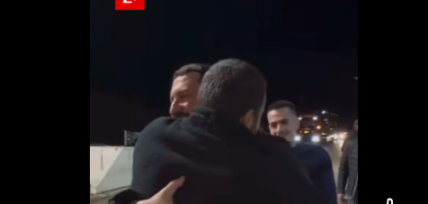 Footage from the moment former police officer Arbnor Spahiu enters Kosovo and is welcomed by his family