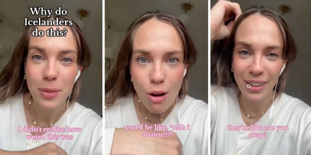 Icelandic woman demonstrates speaking while inhaling Icelandic woman demonstrates speaking while inhaling