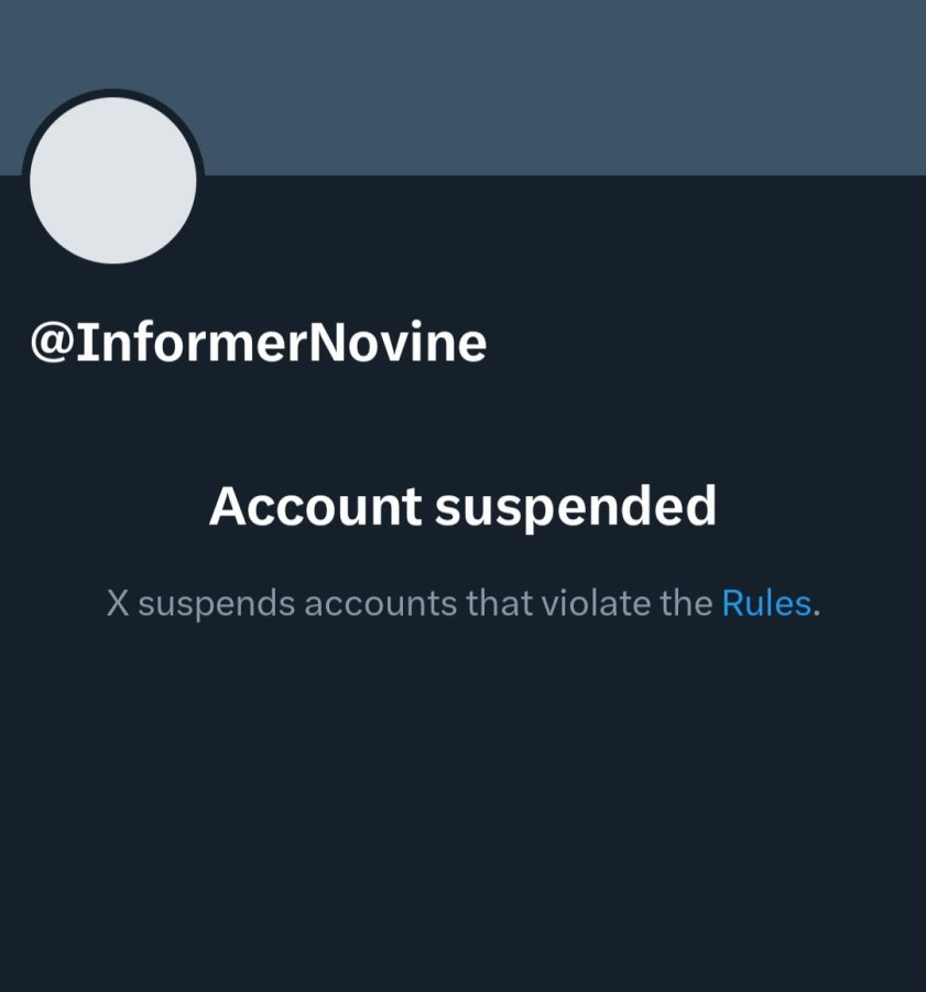 Twitter suspended the account of Dragan's television for an indefinite period of time due to violation of the rules.