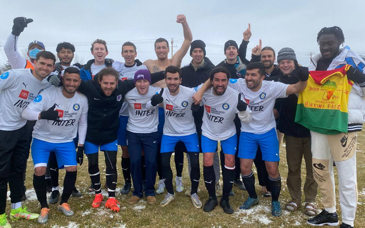 Inter San Francisco celebrates after a 5-1 win over BattleBorn FC in the 2023 US Open Cup qualifying tournament. Photo: Inter San Francisco