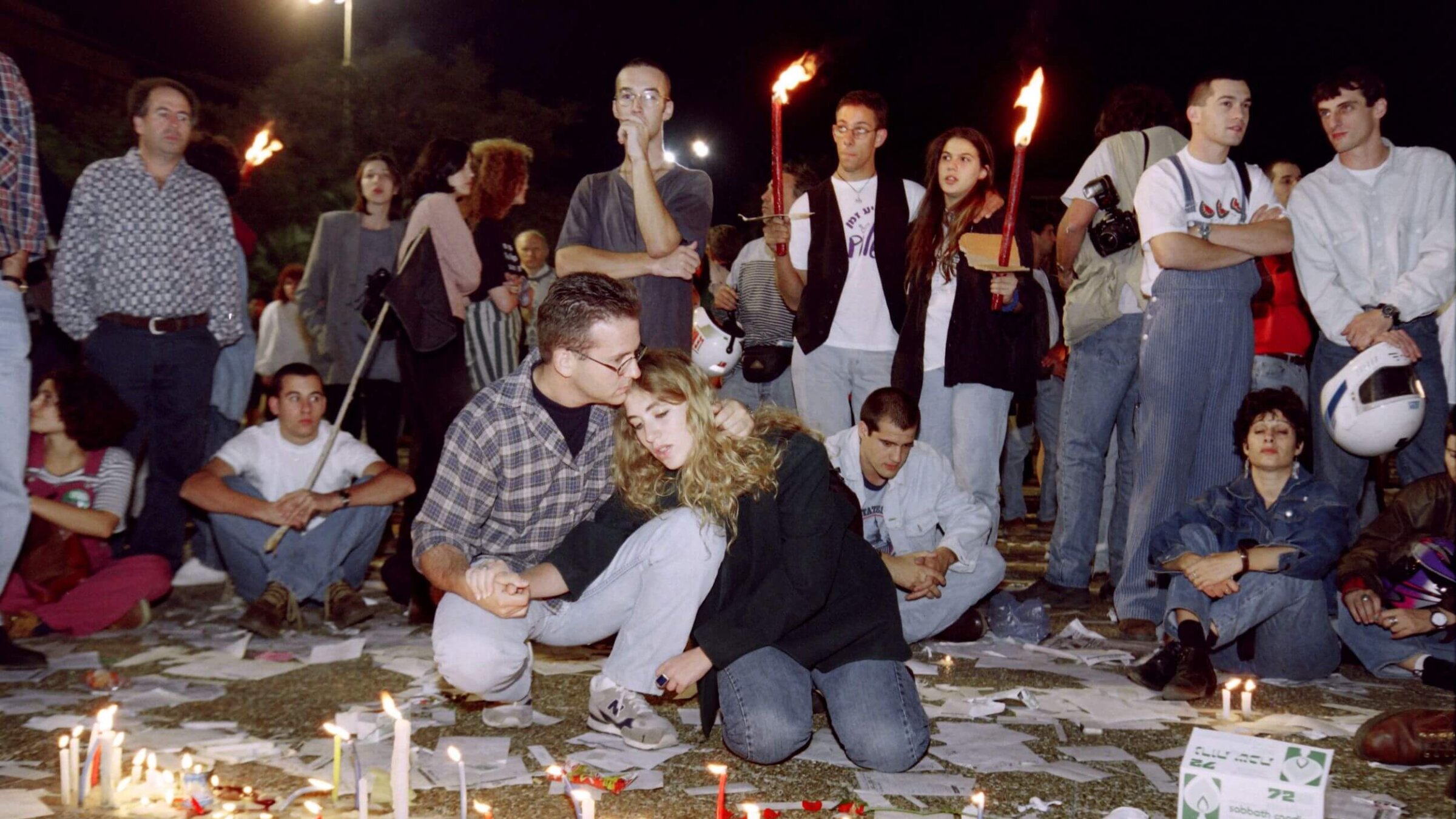 In 1995, Israelis mourned for Prime Minister Yitzhak Rabin at the square where he was assassinated in Tel Aviv.