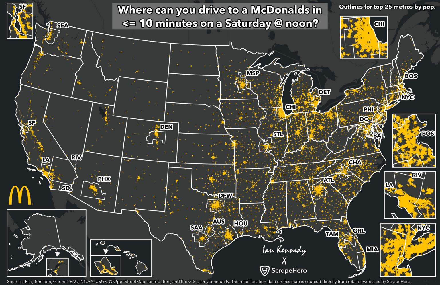 McDonald's Geographic Reach Visualized [OC]