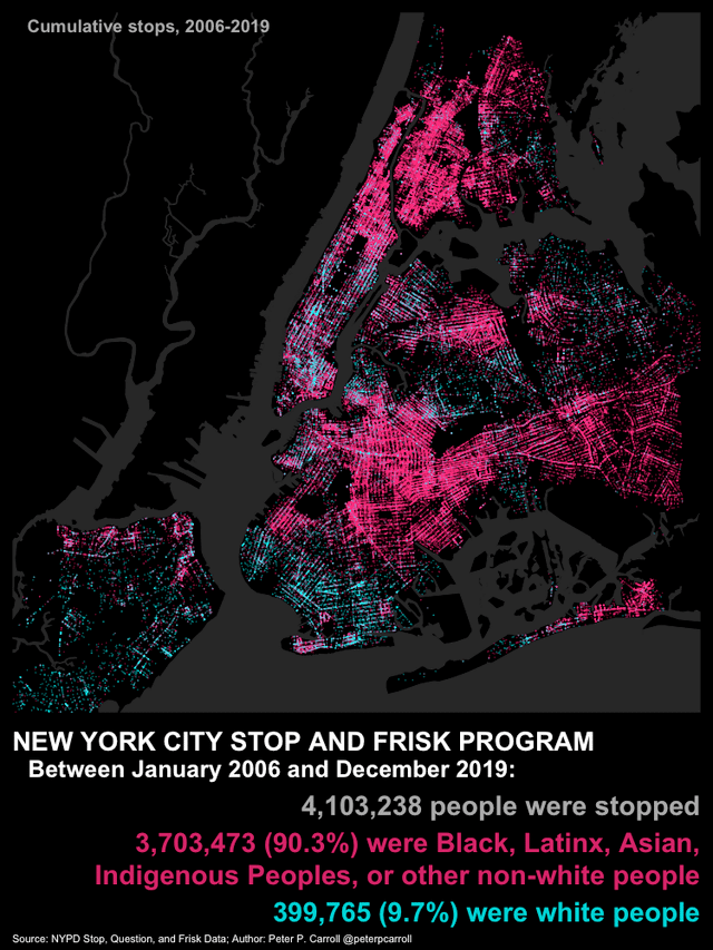 [OC] Visualizing NYPD Stop and Frisk stop data