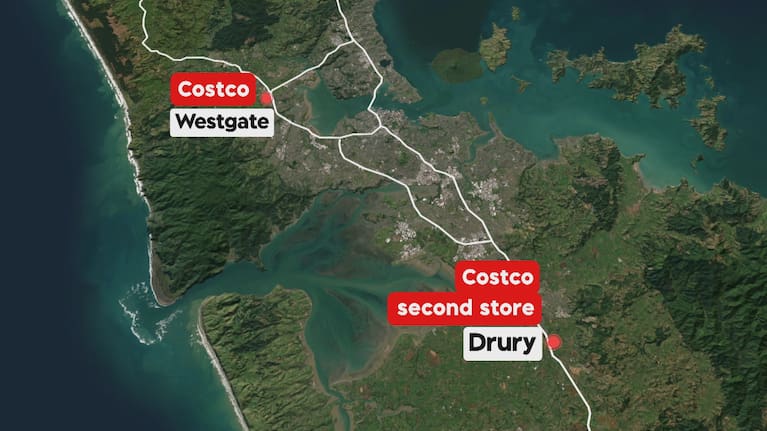 Map showing the existing Costco store and the  location  of the second store 