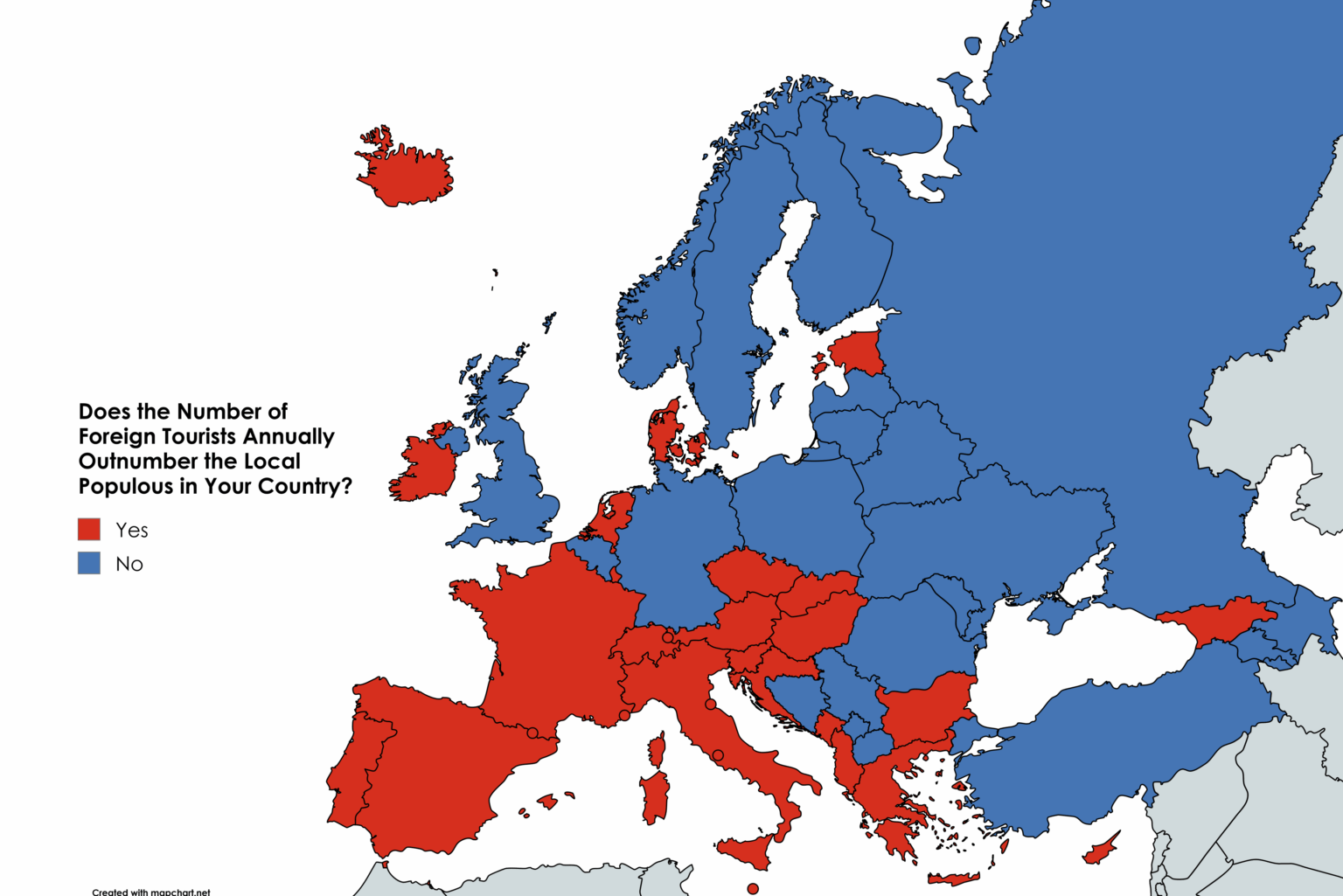 Does the Number of Annual Foreign Tourists Outnumber the Local Population in Your Country? [OC]