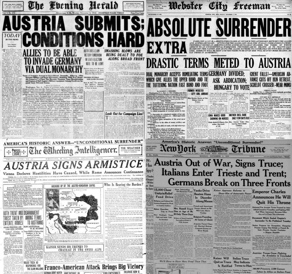 107 years ago the armistice of Villa Giusti came into force. Thus ends the First World War on the Italian front, with the end of what for many is the "fourth war of independence", Trento and Trieste are annexed to Italy, but at the cost of half a million deaths.