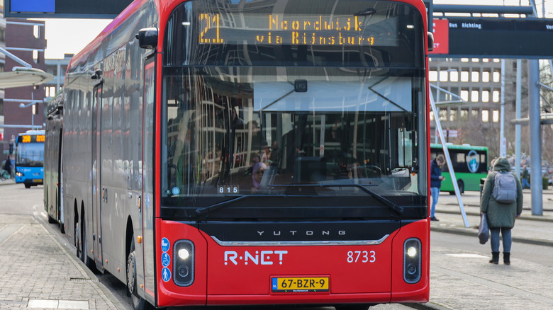 A Yutong bus on a city street in the Netherlands