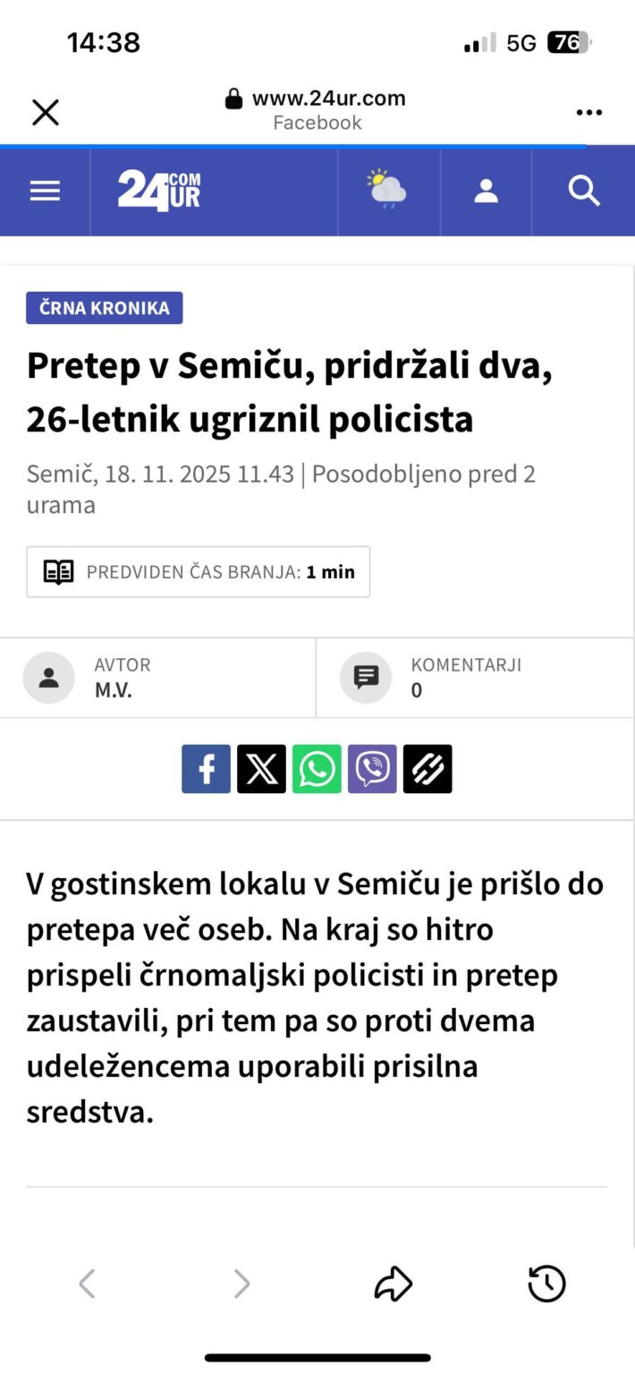 Fight in Semič, two arrested, a 26-year-old man bit a policeman