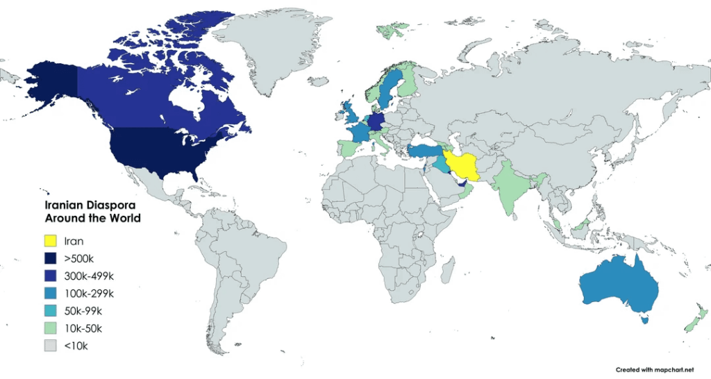 Iranian Diaspora Around the World [OC]