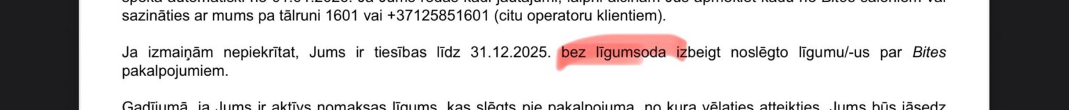 The possibility for anyone to cancel the contract with bee without penalty until the end of the year