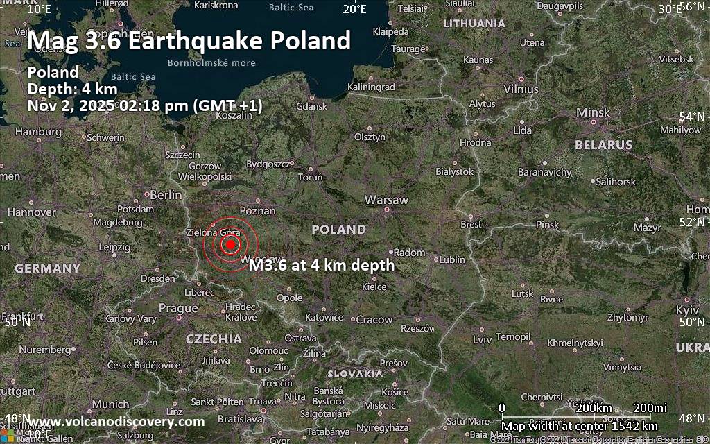 Small Magnitude 3.6 Quake Hits 12 km South of Glogow, Poland Early Afternoon