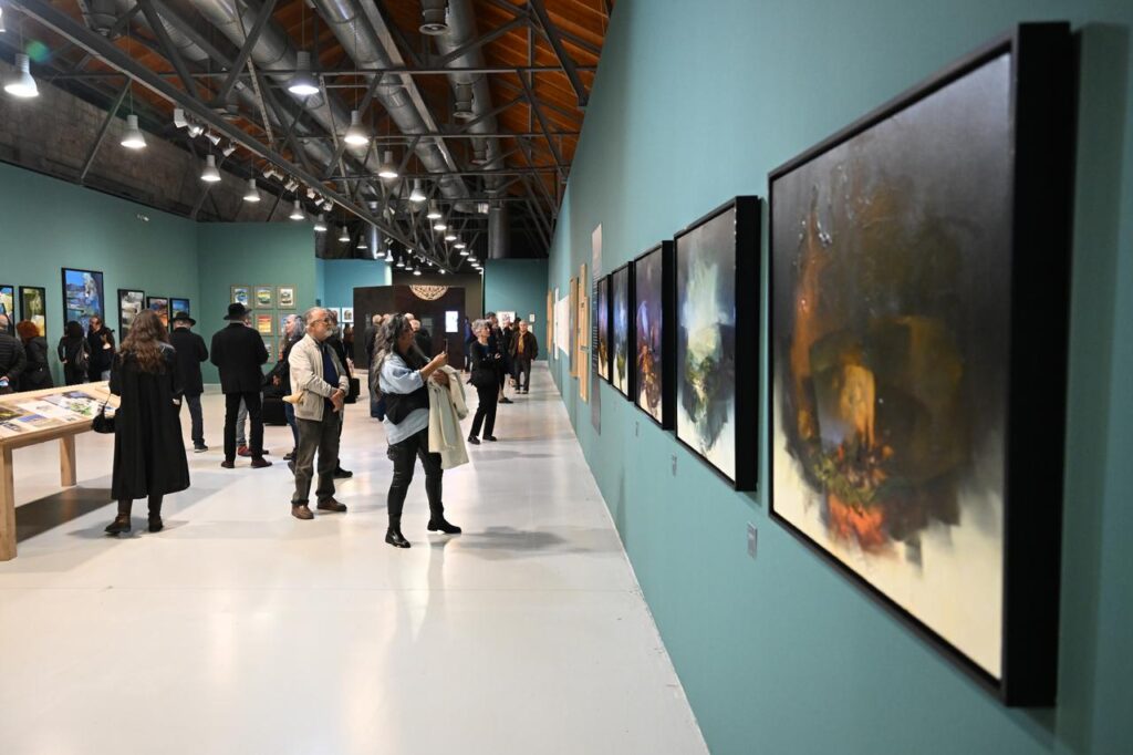 Rewind/Slovenia exhibition brings Turkish, Sloven artists together at CerModern Guests walk through the main hall of CerModern while exploring works from the Rewind/Slovenia exhibition in Ankara, Türkiye, November 6, 2025. (AA Photo)