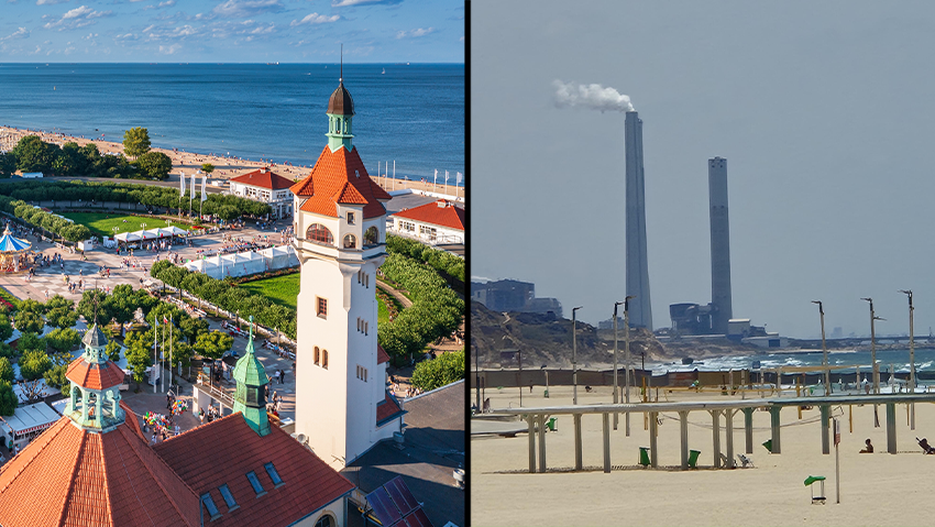 Sopot, Poland (left) and Ashkelon Israel no longer 'tween-cities' (Photo: Shutterstock, Assaf Kamar) אשקלון, ישראל וסופוט, פולין