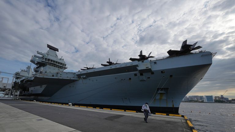 The Royal Navy aircraft carrier HMS Prince of Wales in Tokyo. File pic: AP