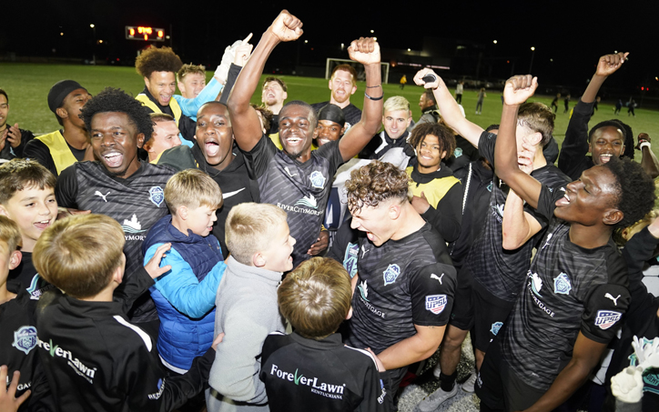 Southern Indiana FC celebrates after defeating Dalton United 3-0 to qualify for the 2025 US Open Cup. Photo: Southern Indiana FC