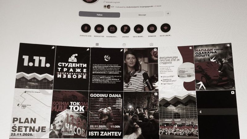 Print screen of the "Students in Blockade" Instagram profile. Photo by Meta.mk.