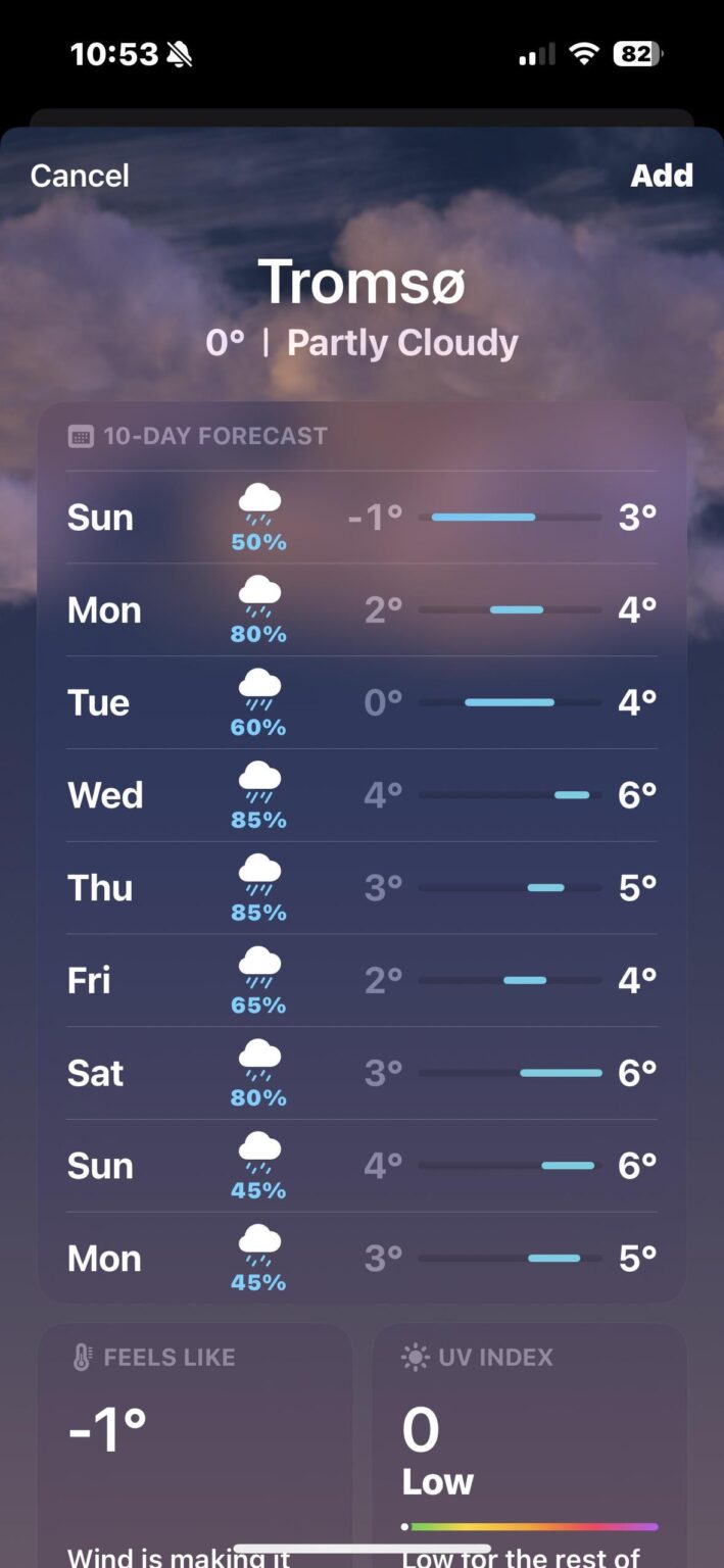 Visiting Trosmo next week and weather looks bad, should I rethink?