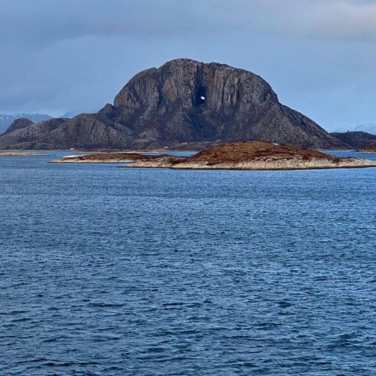 View sailing past Torghatten. Photo: David Nikel.