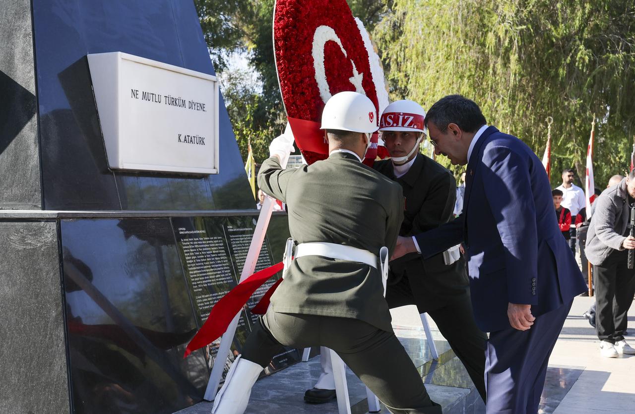 At the ceremonies marking the 42nd anniversary of the Turkish Republic of Northern Cyprus and the 15 November Republic Day, Vice President Cevdet Yilmaz laid a wreath at the Ataturk Monument in Nicosia, TRNC on Nov. 15, 2025. (AA Photo)