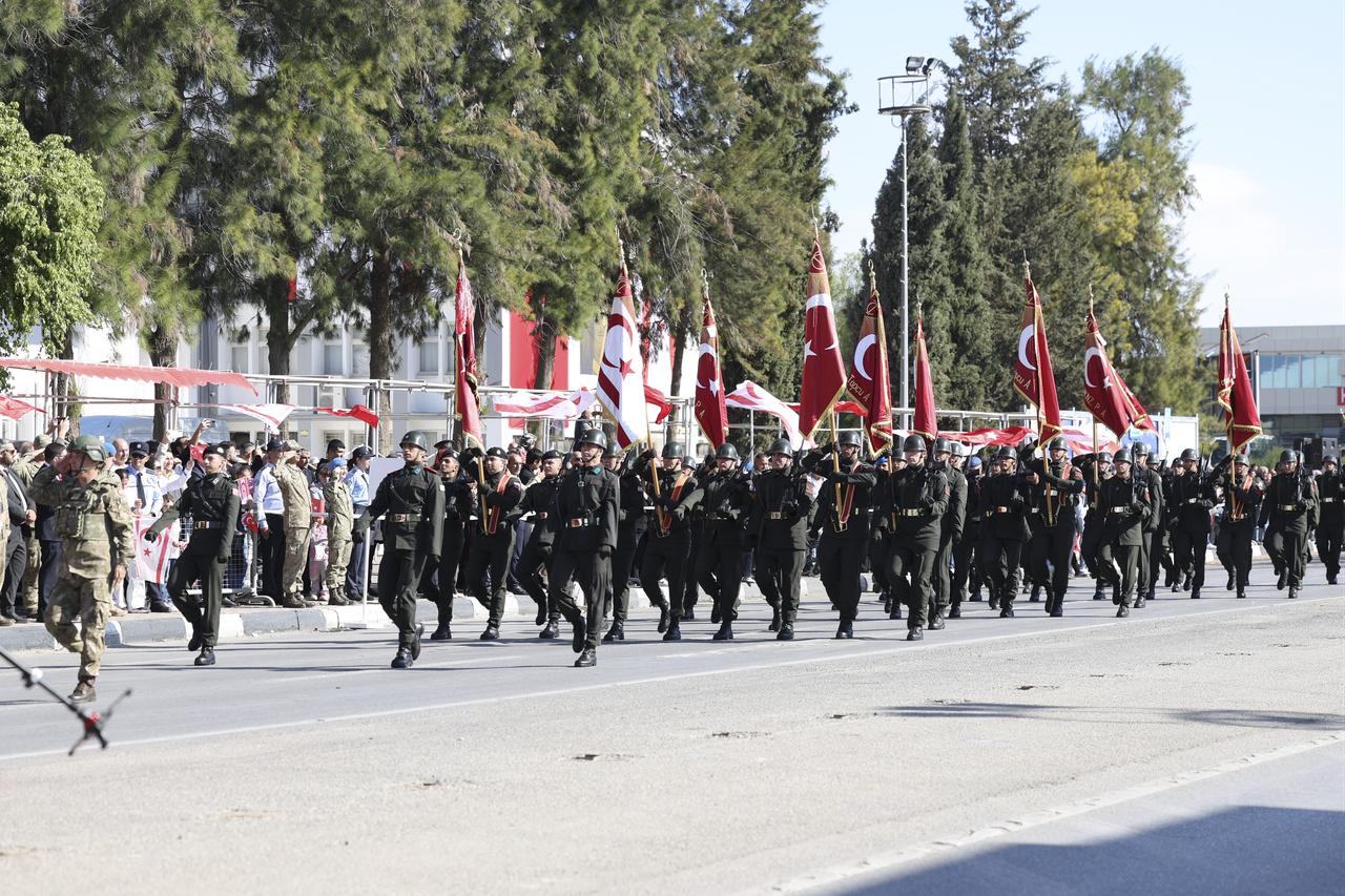 The TRNC’s 42nd anniversary and 15 November Republic Day were marked with ceremonies featuring a parade of commandos and military vehicles at TRNC on Nov. 15, 2025. (AA Photo)