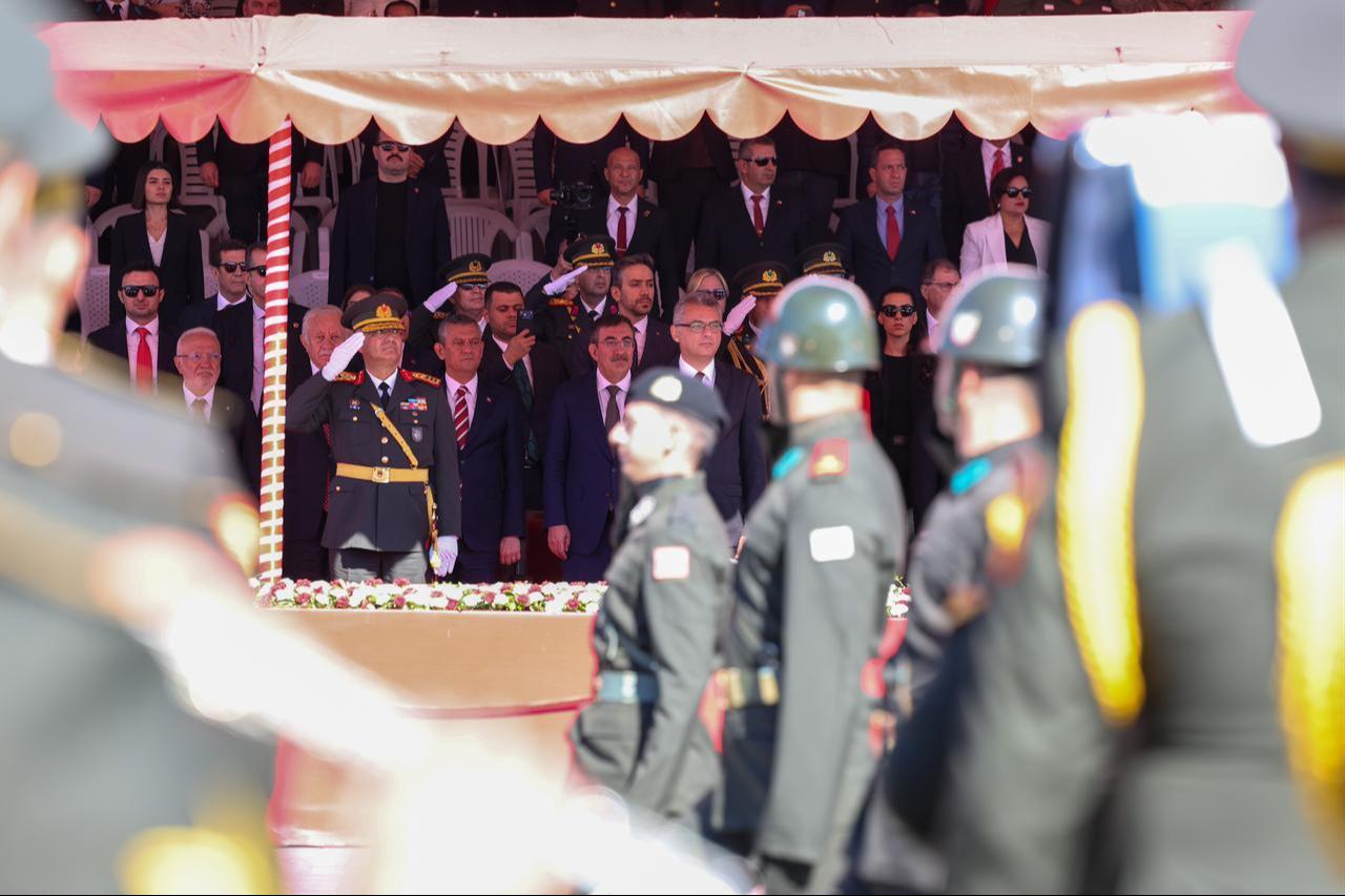 A ceremony was held on Dr. Fazil Kucuk Boulevard in Nicosia to mark the 42nd anniversary of the TRNC, with Vice President Cevdet Yilmaz in attendance on Nov. 15, 2025. (AA Photo)