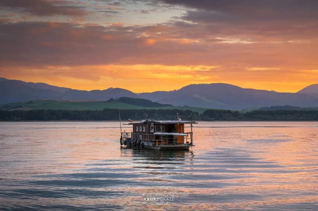 Liptov Lake burning sunset
