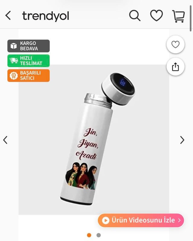 Products containing PKK's "Jin Jiyad Azadi" slogan are on sale at Trendyol