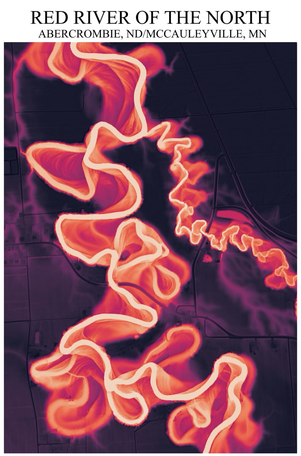 [OC] Relative Elevation Model of the Red River and its historic paths