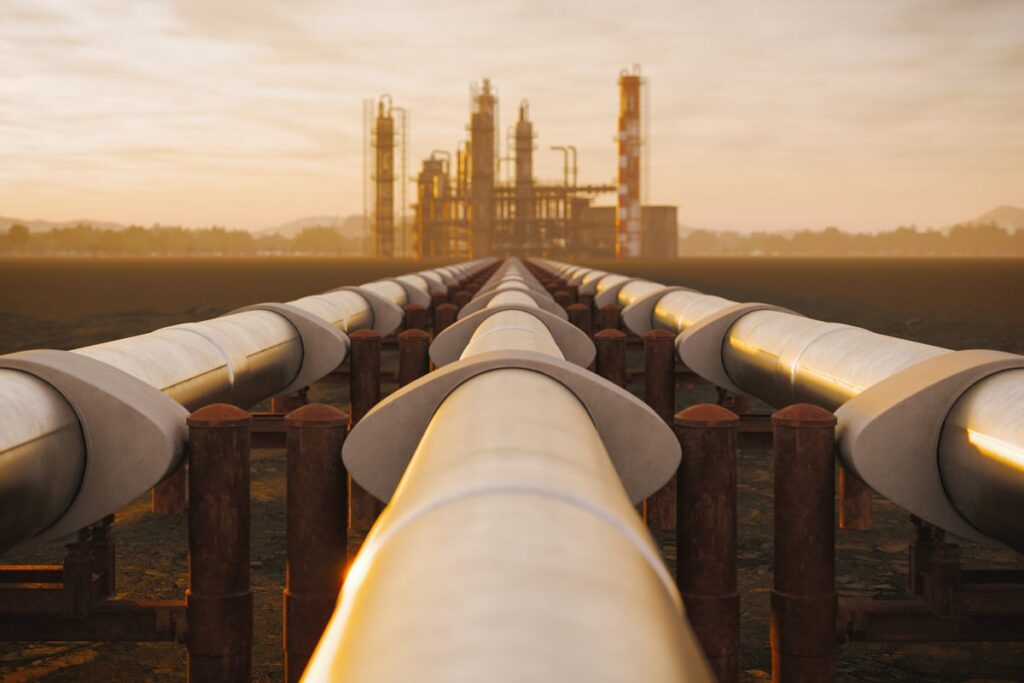 Pipeline to processing plant.