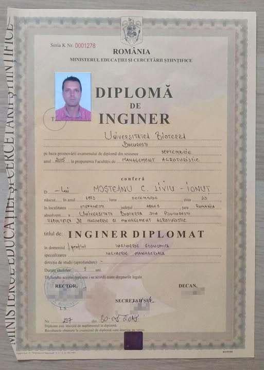 Ionuţ Moşteanu published his bachelor's degree at Bioterra, Faculty of Engineering and Agrotourism Management, after he had written in an old CV that he graduated from Athenaeum University in Bucharest: A mistake that I admit embarrasses me