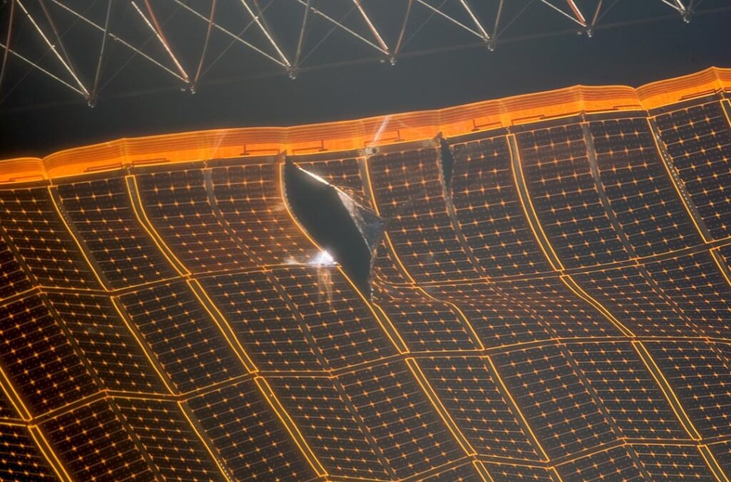 Images showing repairs to a Solar array on the International Space Station (ISS) during STS-120 in November 2007
