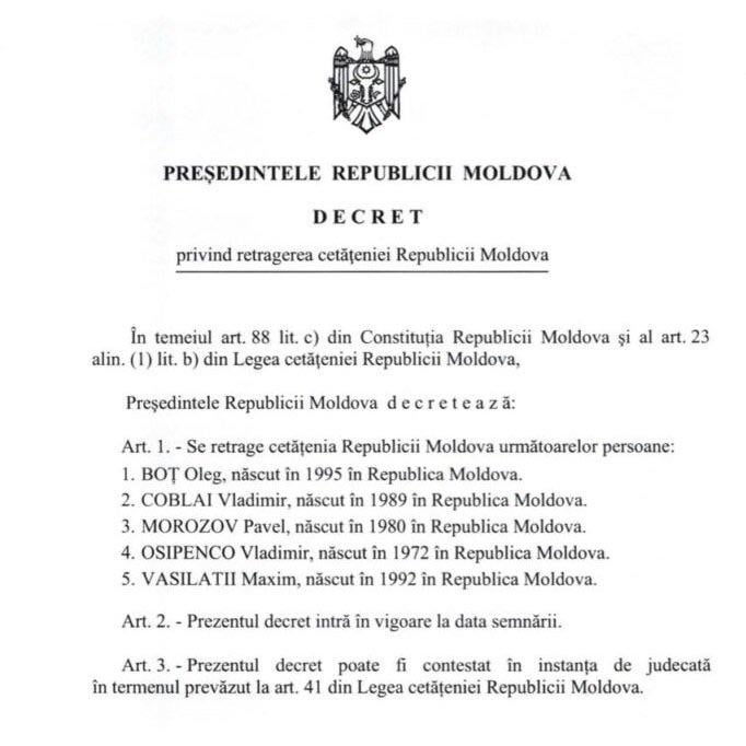 The Moldovan authorities have begun to revoke the citizenship of those who enlisted in the Russian army.