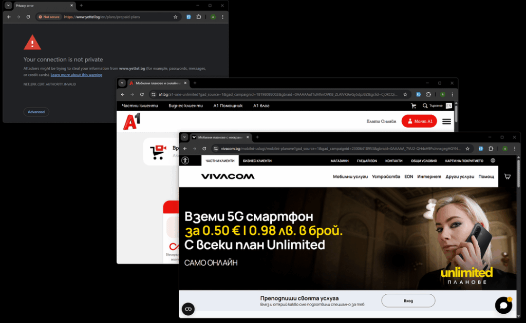 Yettel.bg - Your connection is not private