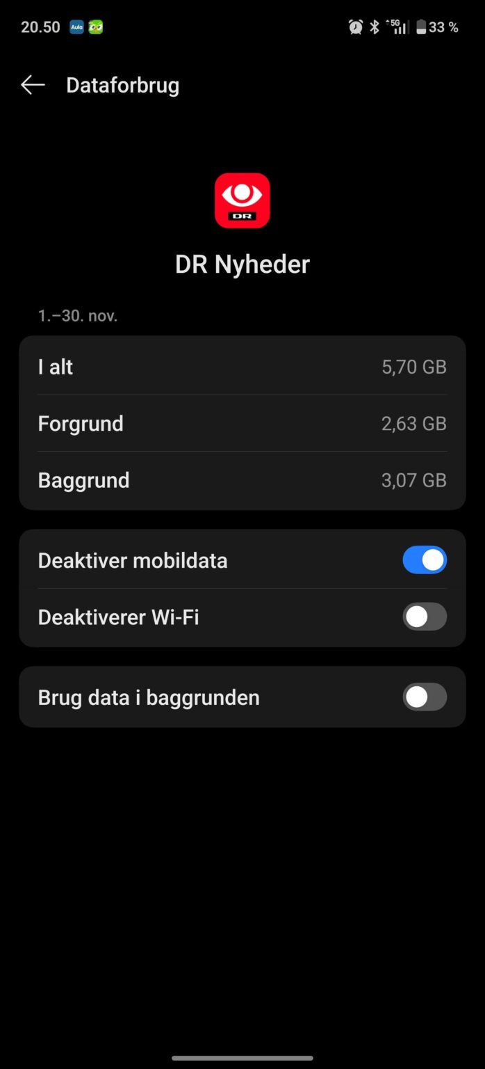 What happens to DR Nyheder's data usage?