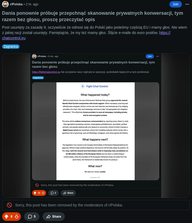 The two previous posts in Polish and related to Poland were removed for being unrelated to Poland/not in Polish, is everything ok with the moderation?