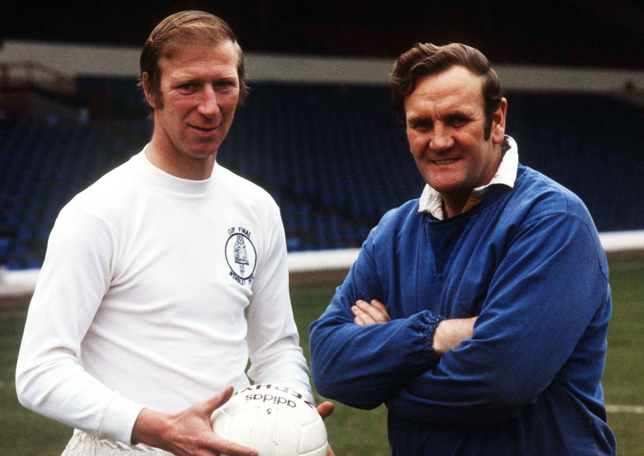 Jack Charlton and Don Revie on a football pitch.