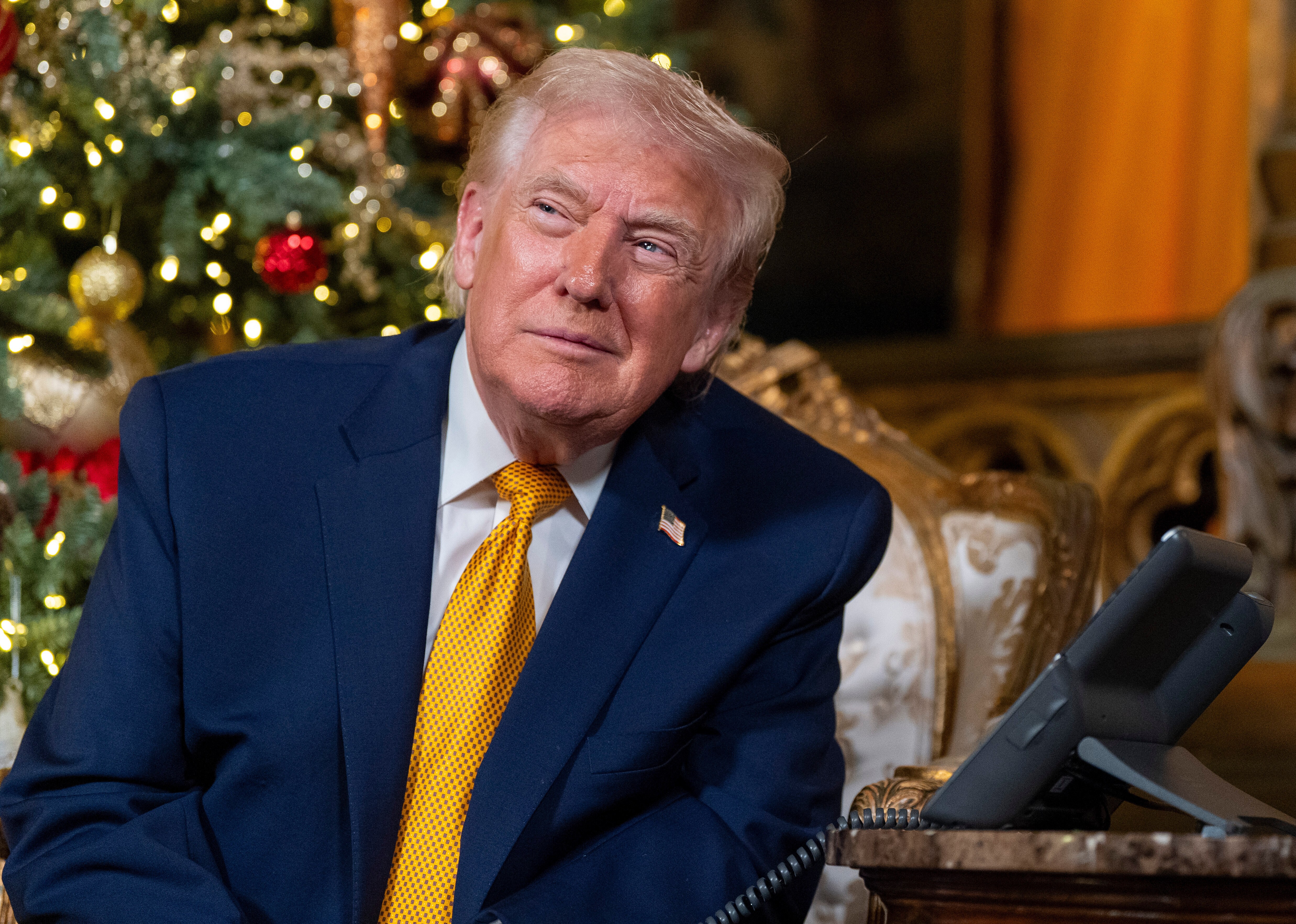 President Donald Trump speaking during a NORAD Tracks Santa Operation call.