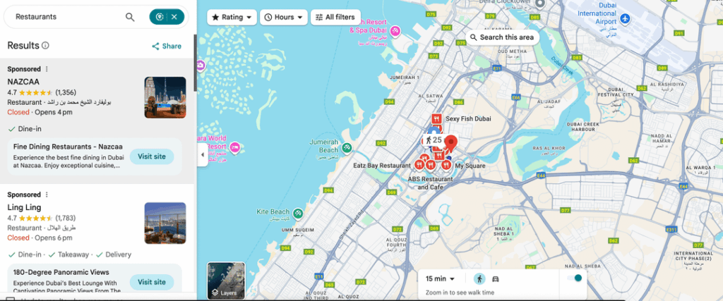 This is what finding the top 10 restaurants in an area should look like on maps — if popularity sorting feature actually existed