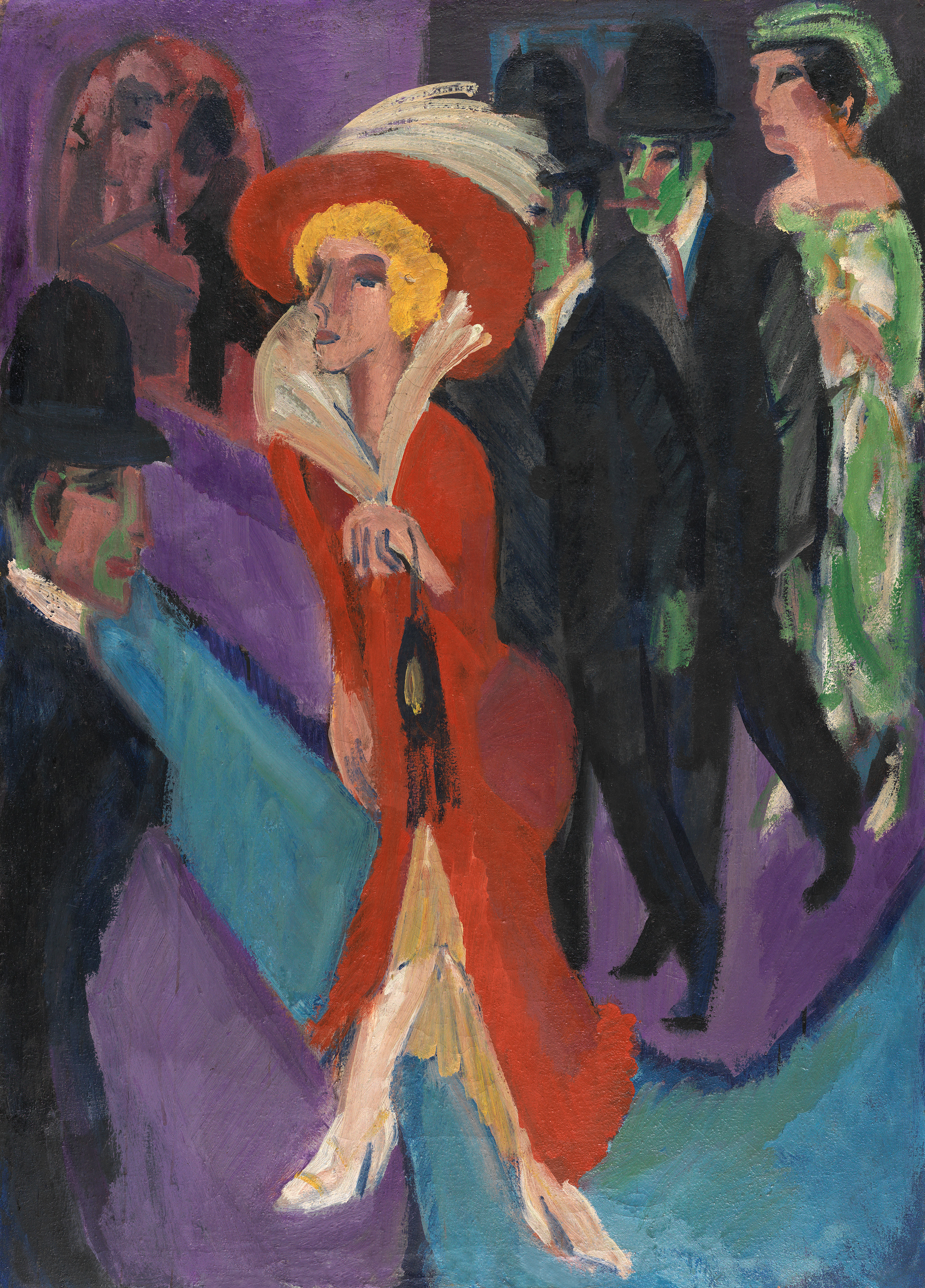 "Strasse mit roter Kokotte" [Street with Red Cocotte], 1914/25.