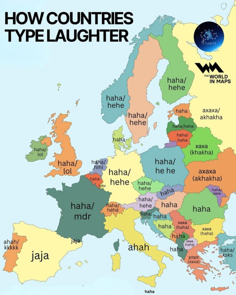 How countries type laughter