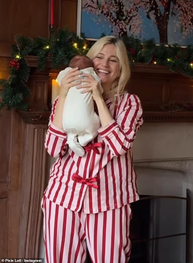 The week before, Pixie gave a rare glimpse of her newborn son as she shared an adorable Instagram video of the family's preparations for her baby's first Christmas